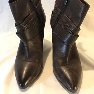 Brown leather booties